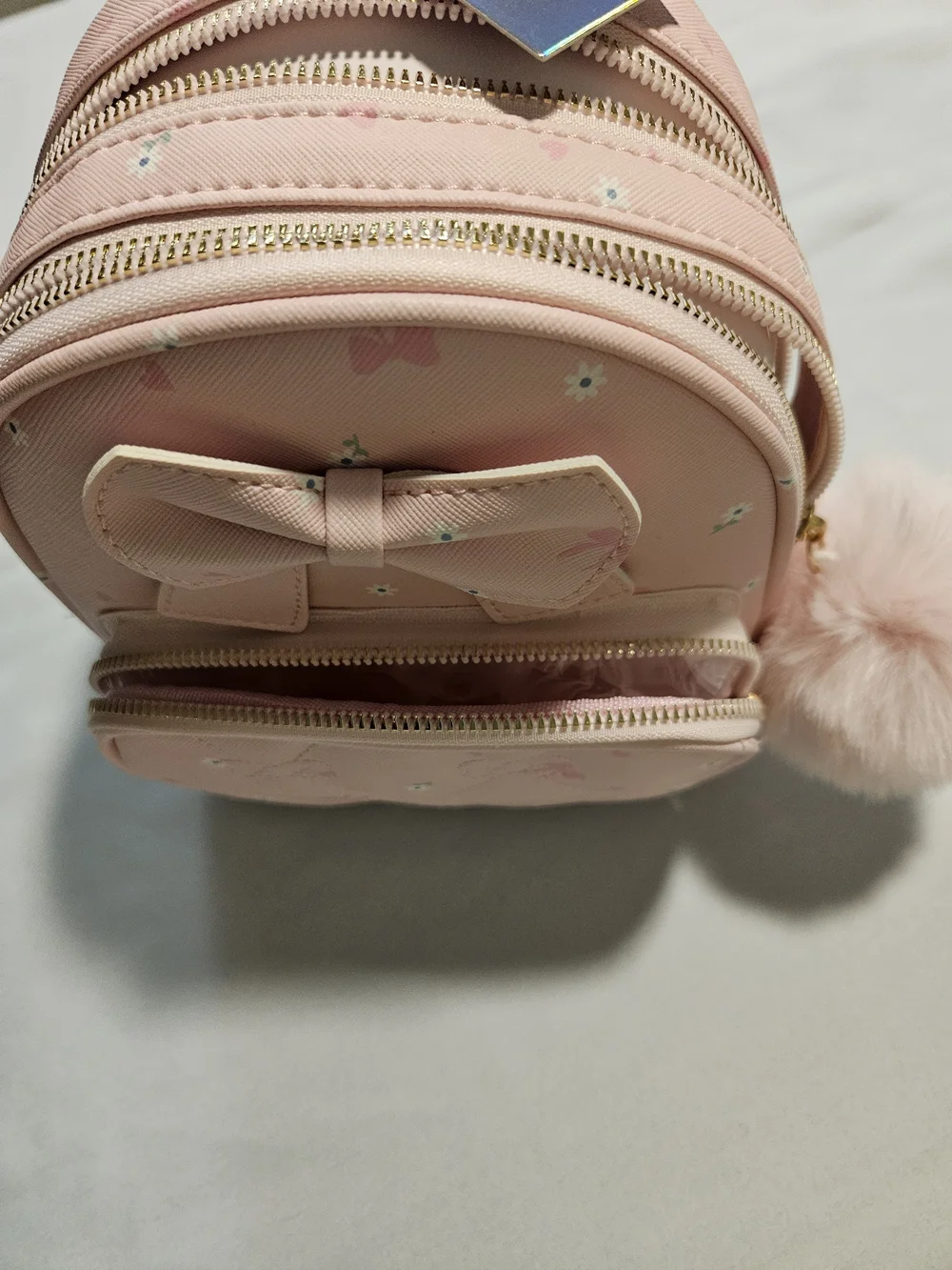 Convertible Crossbody Bag And Mini Backpack with Pom Pom